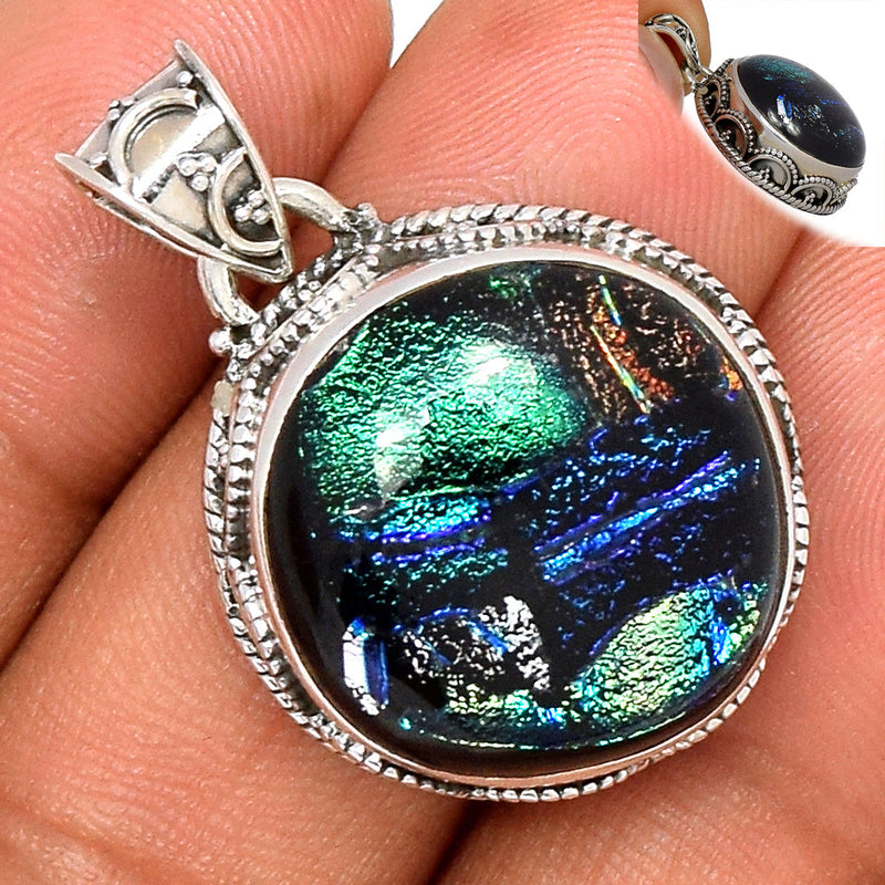 1.2" Fine Filigree - Dichoric Glass Pendants - DICP766