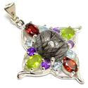 1.5" Black Rutile With Multi Pendantst - P1395BRWMU
