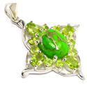 1.5" Green Copper Turquoise With Peridot Pendantst - P1395GCWP