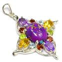1.5" Purple Copper Turquoise With Multi Pendantst - P1395PCWMU