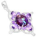 1.5" Purple Copper Turquoise With Amethyst Pendantst - P1395PCWA