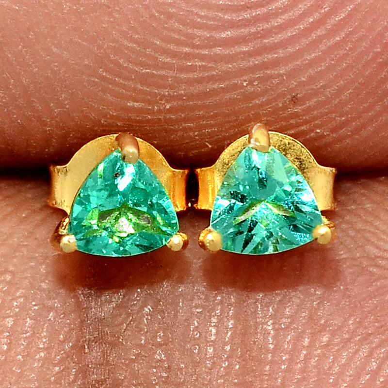 4*4 MM Trillion - 18k Gold Vermeil - Neon Blue Apatite Faceted Stud SBC104G-NBF Catalogue