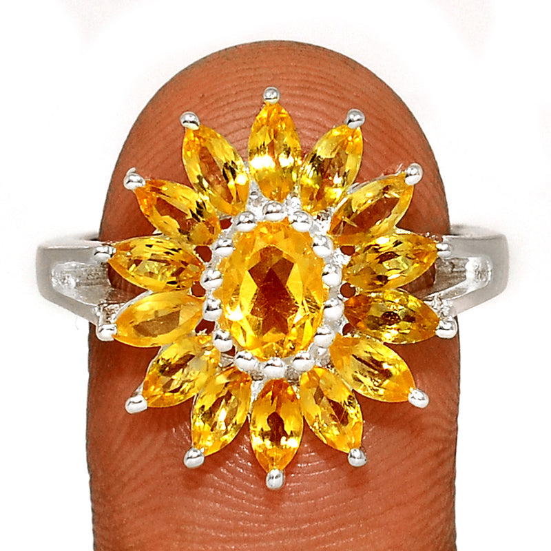 7*5 MM Oval - Citrine Silver Ring - R5077C
