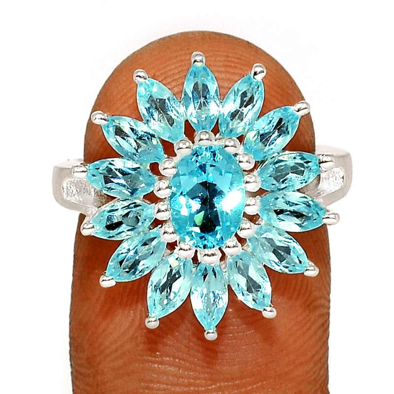 7*5 MM Oval - Blue Topaz Silver Ring - R5077BT