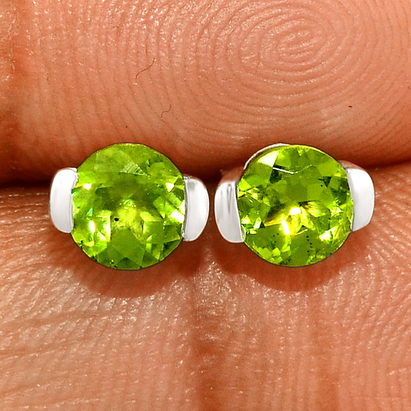 6*6 MM Round - Peridot Silver Earrings - ER2110P Catalogue