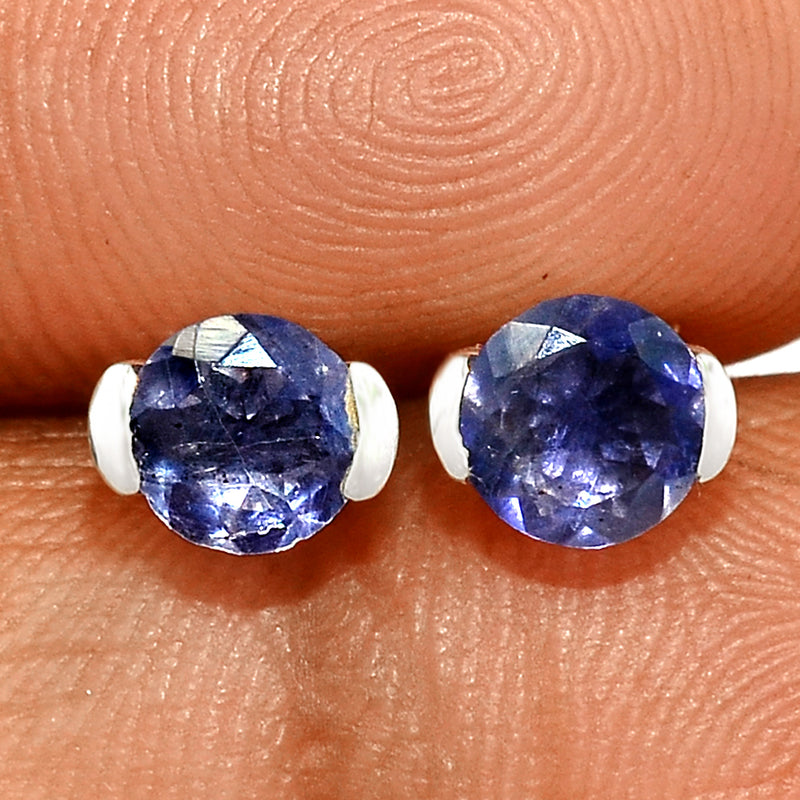 6*6 MM Round - Iolite Silver Earrings - ER2110I Catalogue