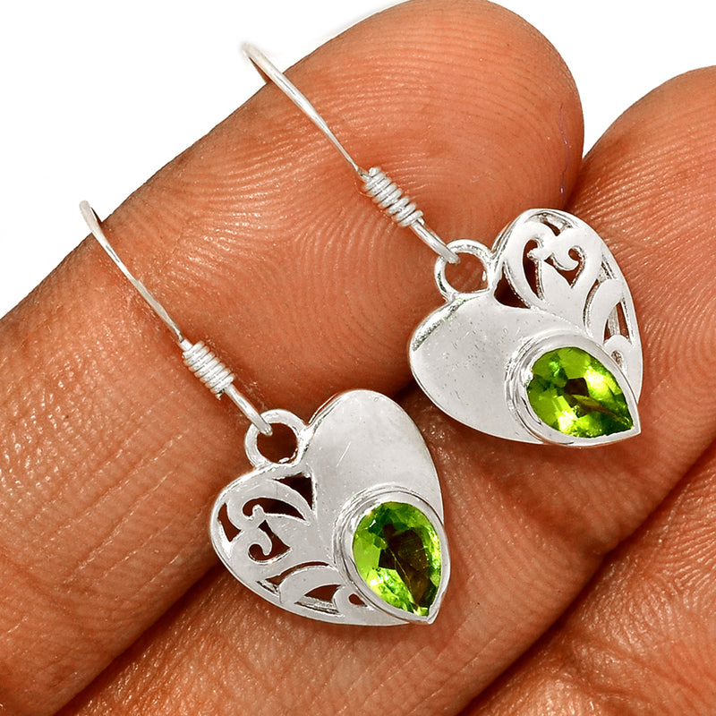 7*5 MM Pear With Heart - Peridot Silver Earrings - ER2108P Catalogue