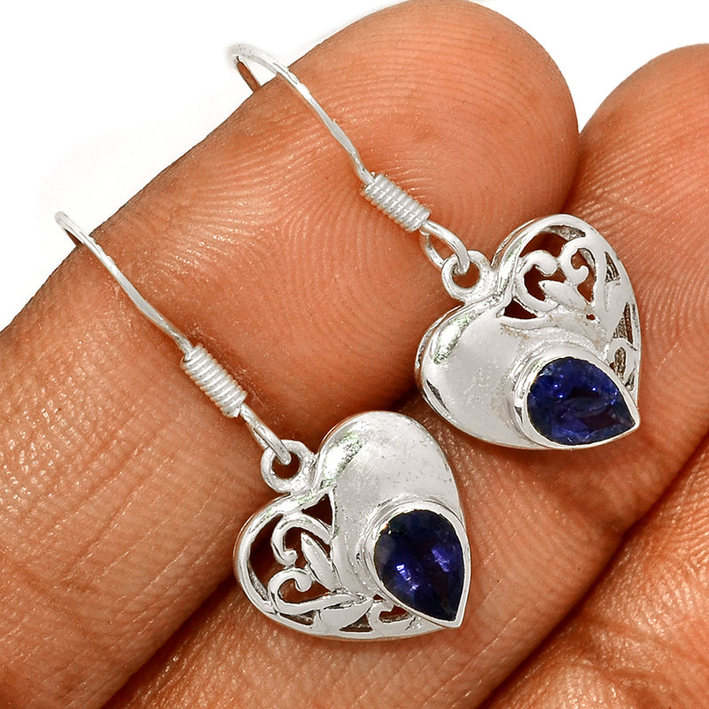 7*5 MM Pear With Heart - Iolite Silver Earrings - ER2108I Catalogue