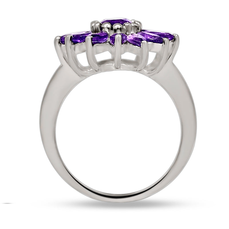 7*5 MM Oval - Amethyst Faceted Silver Ring - R5077A