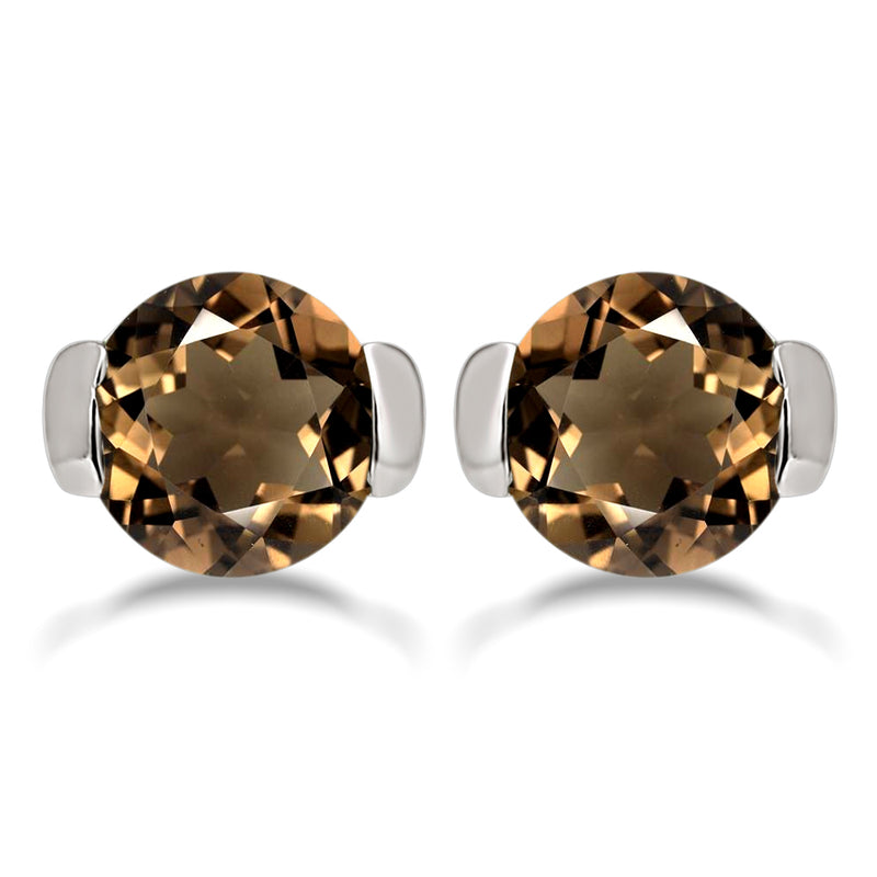 6*6 MM Round - Smokey Quartz Silver Earrings - ER2110SQ Catalogue