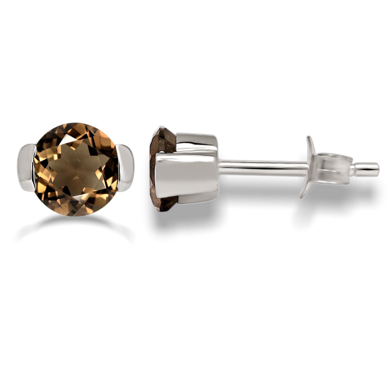 6*6 MM Round - Smokey Quartz Silver Earrings - ER2110SQ Catalogue