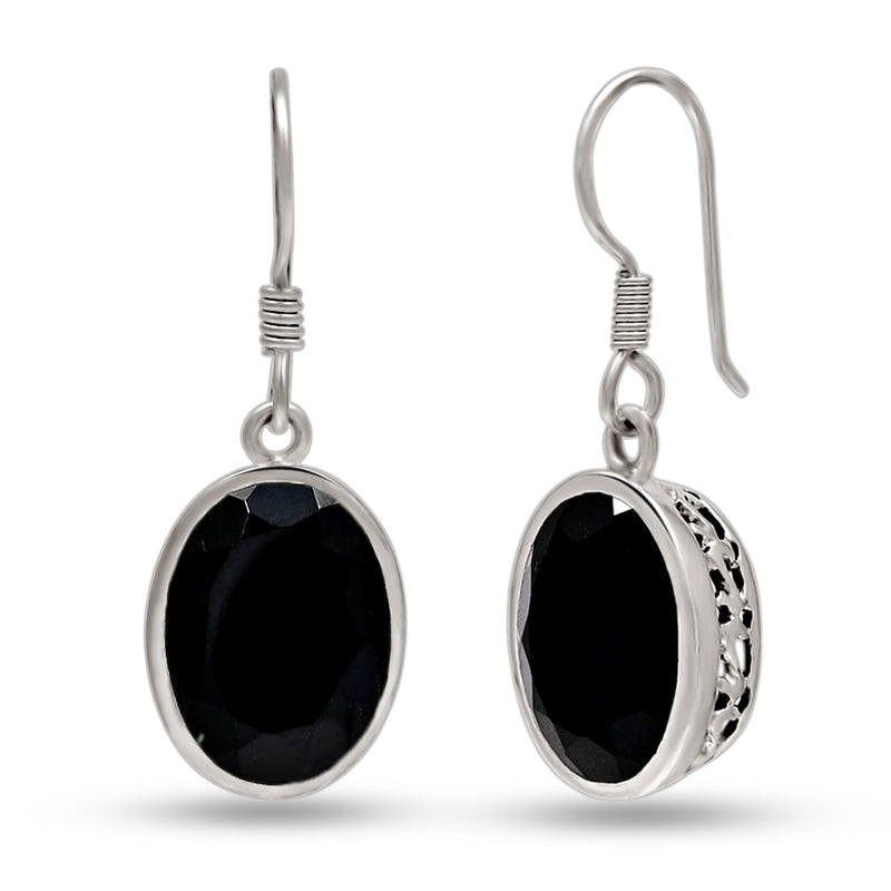 10*14 MM Oval - Black Onyx Silver Earrings - ER2107BO Catalogue