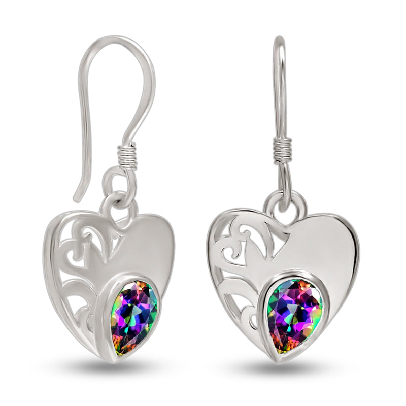 7*5 MM Pear With Heart - Mystic Topaz Silver Earrings - ER2108MT Catalogue