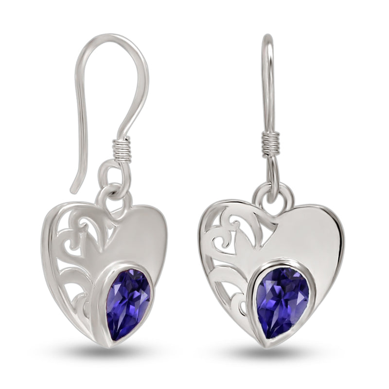 7*5 MM Pear With Heart - Iolite Silver Earrings - ER2108I Catalogue