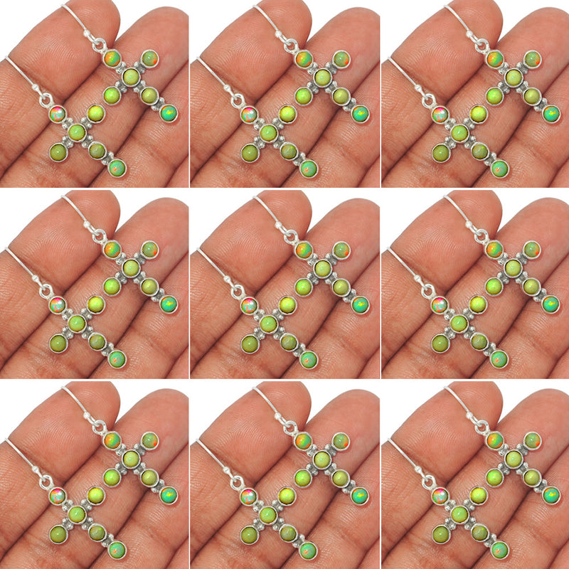 10 Pieces Mix Lot - Cross - Ethiopian Opal Earrings - GDSNE12