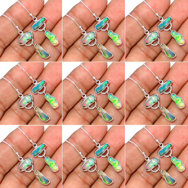 10 Pieces Mix Lot - Ethiopian Opal Polish Rough Earrings - GDSNE16