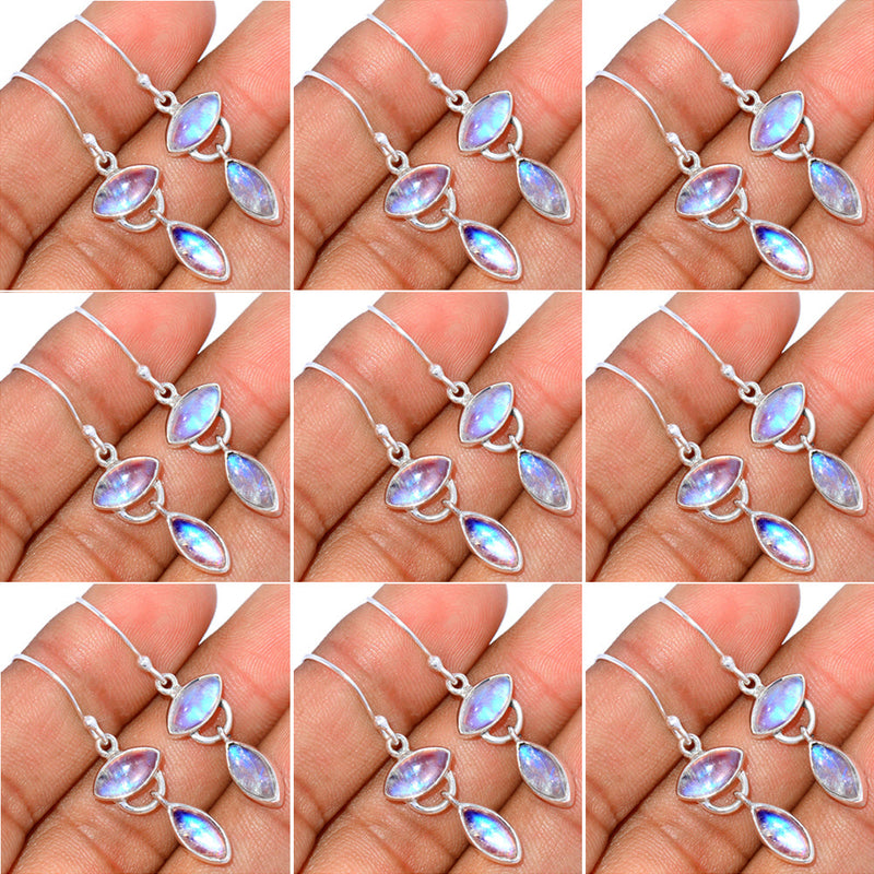 10 Pieces Mix Lot - Rainbow Moonstone Earrings - GDSNE17