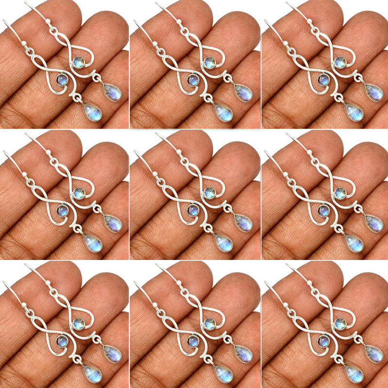 10 Pieces Mix Lot - Rainbow Moonstone Earrings - GDSNE3