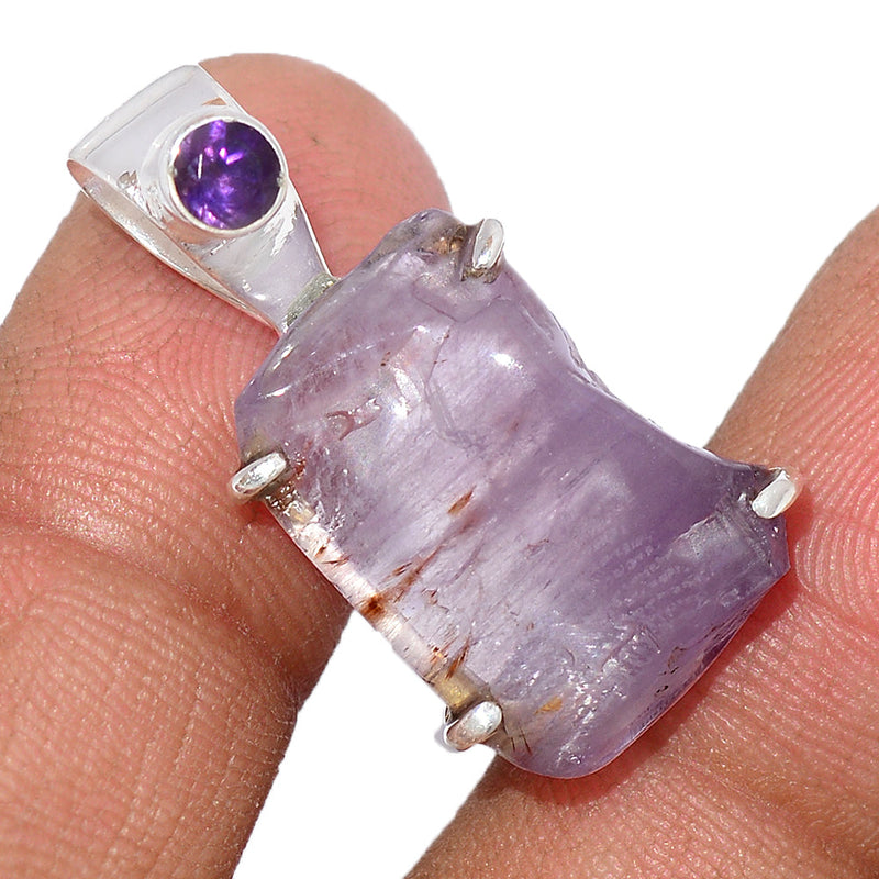 1.1" Designer - Cacoxenite Slice & Amethyst Pendants - DSNP1100