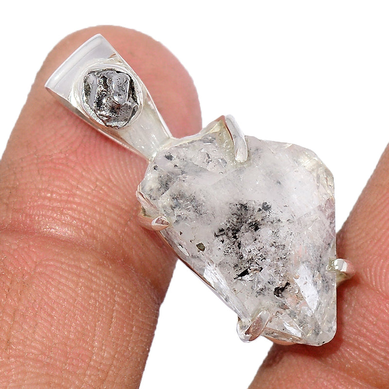 1.2" Designer - Herkimer Diamond & Meteorite Campo Del  Cielo Pendants - DSNP1121