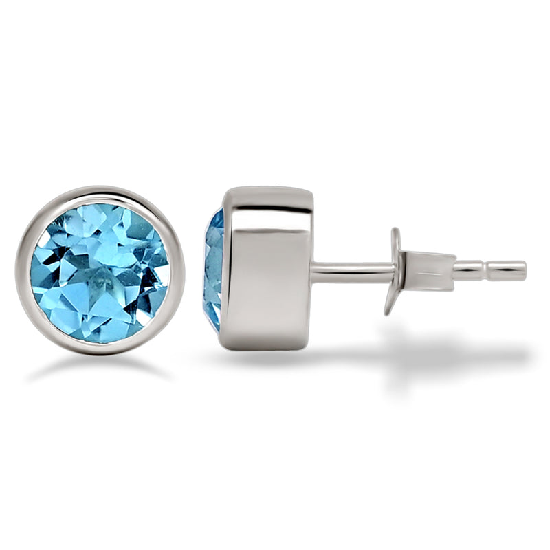 7*7 MM Round - Blue Topaz Silver Earrings - ER2101BT