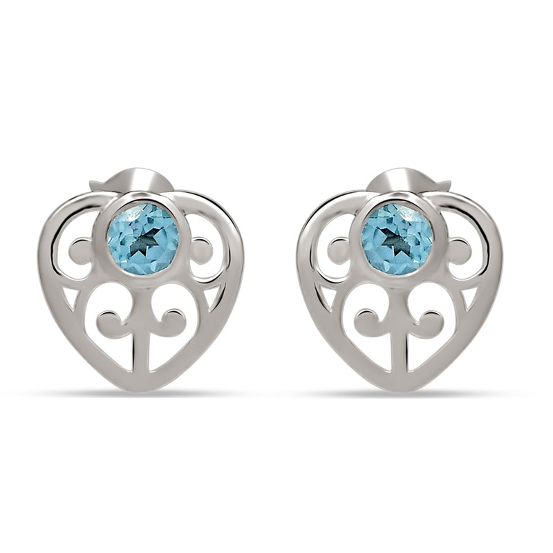 4*4 MM Round - Blue Topaz Silver Earrings - ER2102BT