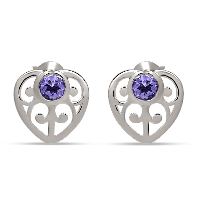 4*4 MM Round - Iolite Silver Earrings - ER2102I