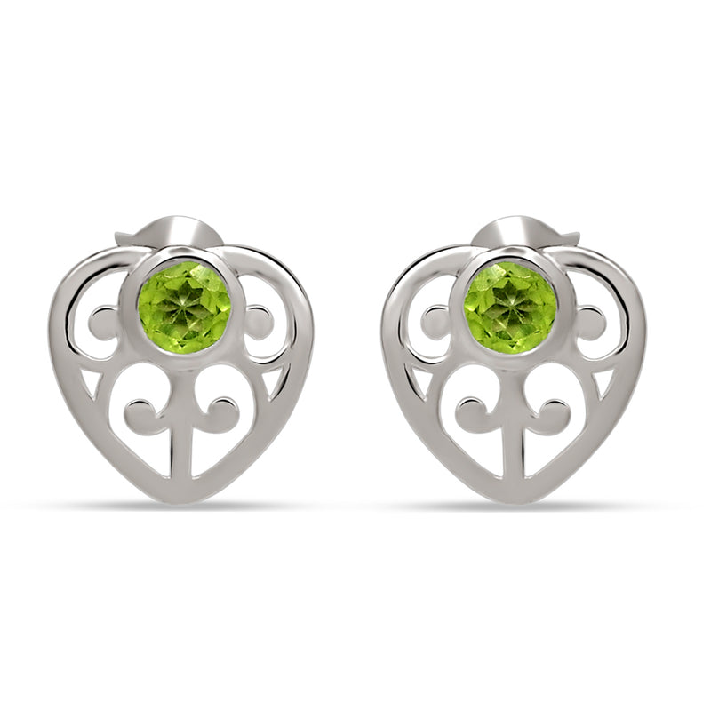 4*4 MM Round - Peridot Silver Earrings - ER2102P