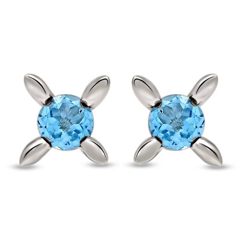 6*6 MM Round - Blue Topaz Silver Earrings - ER2104BT