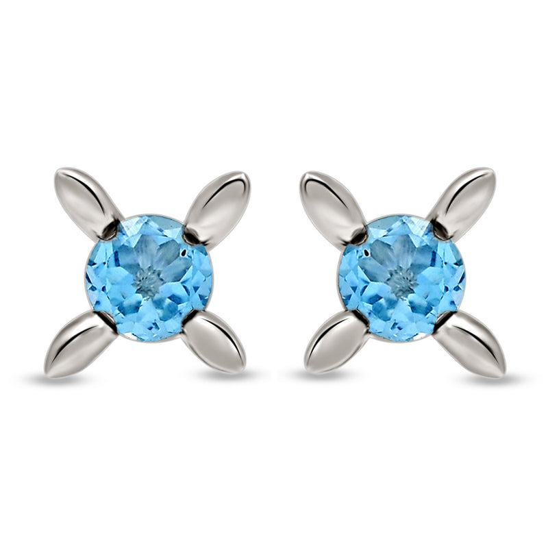 6*6 MM Round - Blue Topaz Silver Earrings - ER2104BT
