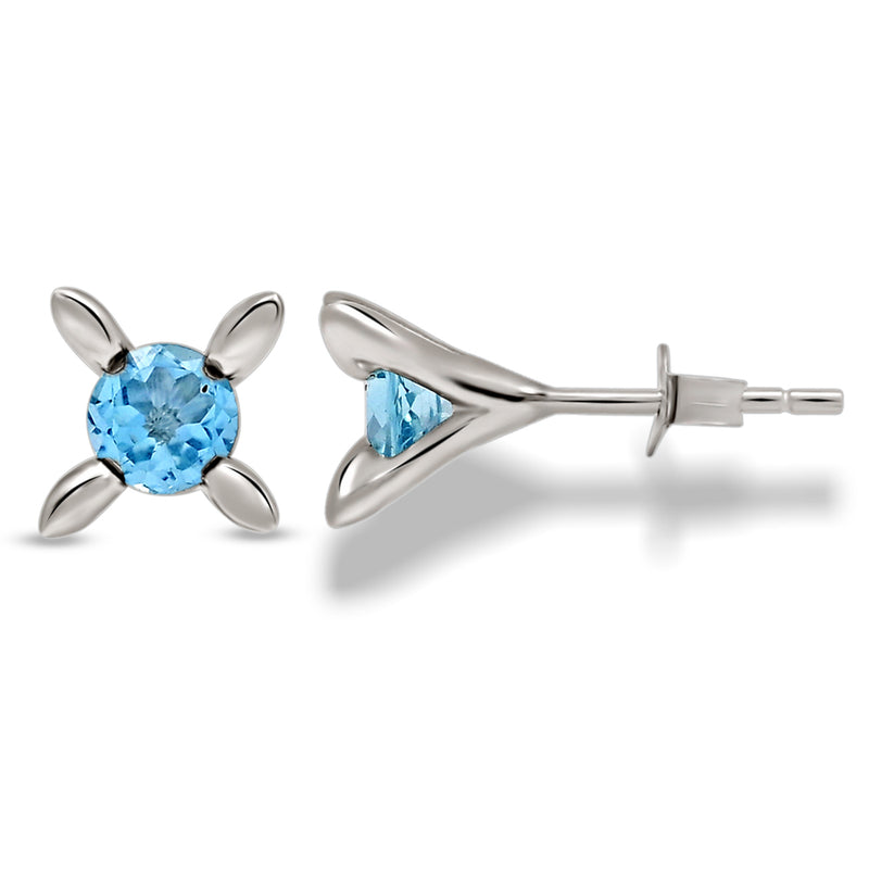 6*6 MM Round - Blue Topaz Silver Earrings - ER2104BT