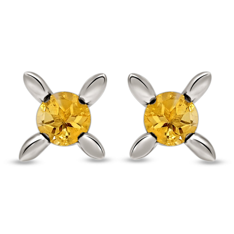 6*6 MM Round - Citrine Silver Earrings - ER2104C