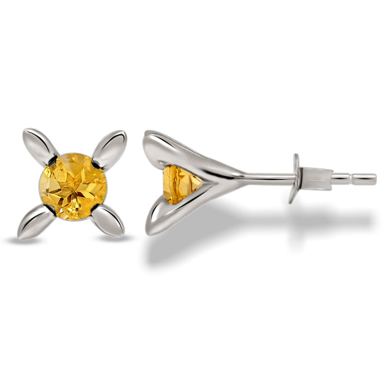 6*6 MM Round - Citrine Silver Earrings - ER2104C