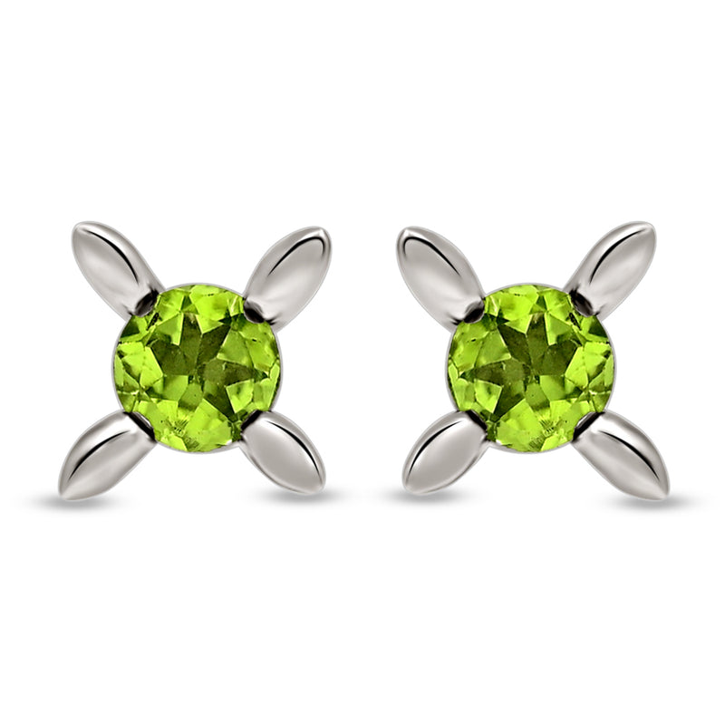 6*6 MM Round - Peridot Silver Earrings - ER2104P