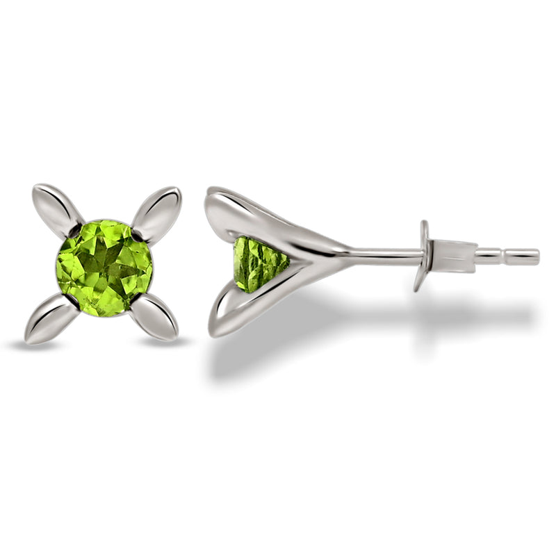 6*6 MM Round - Peridot Silver Earrings - ER2104P