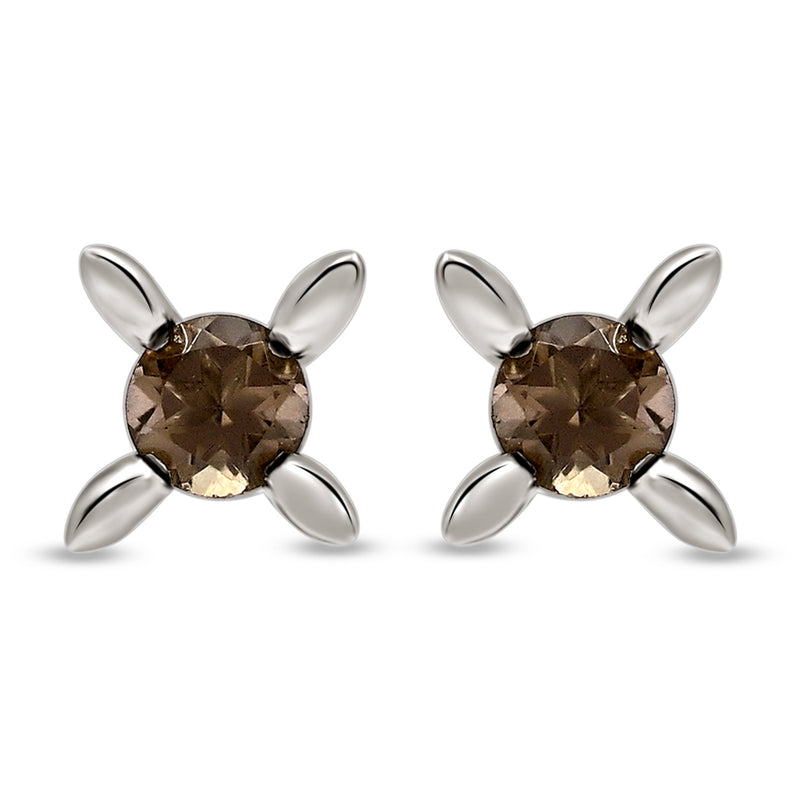 6*6 MM Round - Smokey Quartz Silver Earrings - ER2104SQ