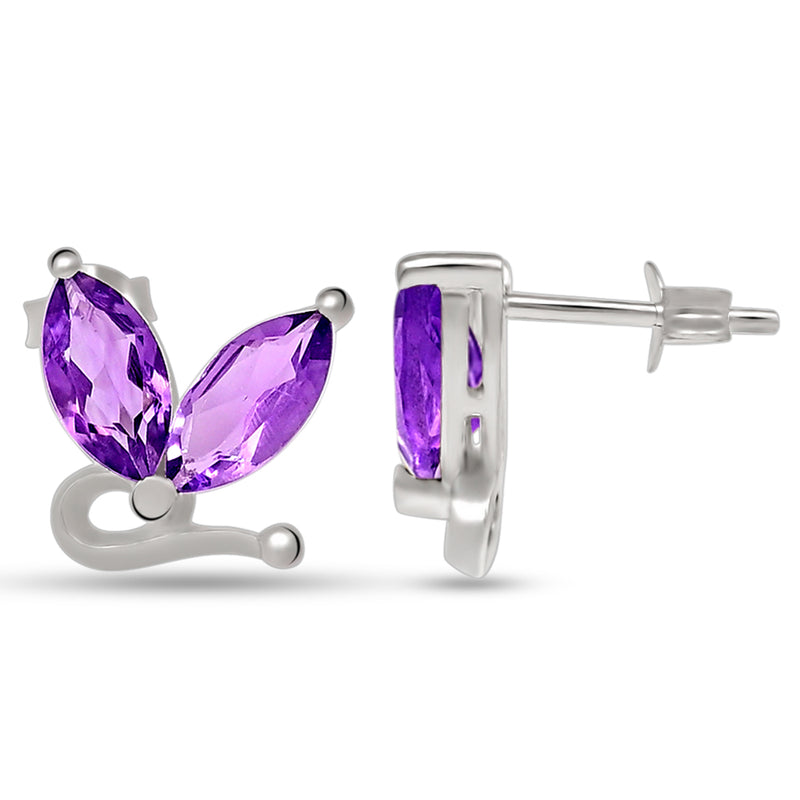 10*5 MM Marquise - Amethyst Faceted Silver Earrings - ER2114A Catalogue