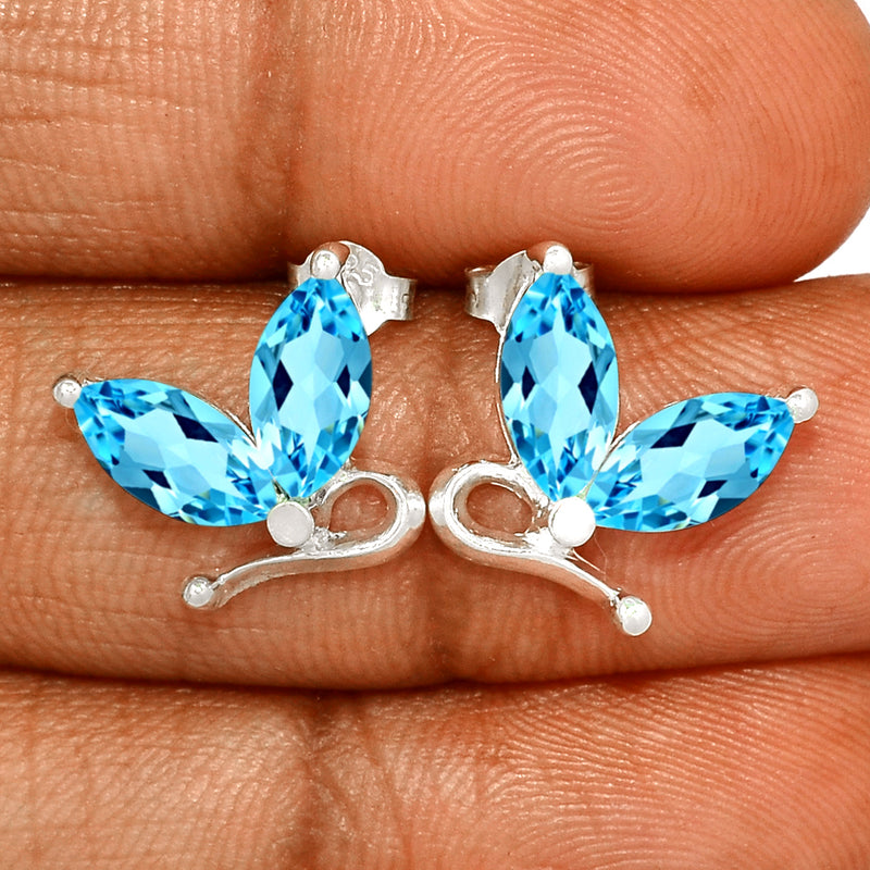 10*5 MM Marquise - Blue Topaz Silver Earrings - ER2114BT Catalogue