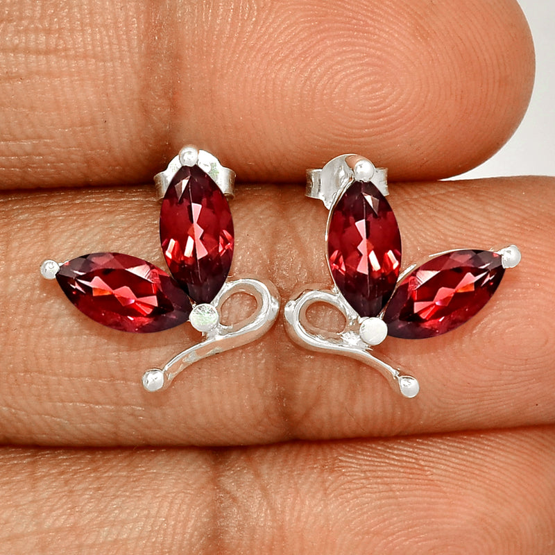 10*5 MM Marquise - Garnet Faceted Silver Earrings - ER2114G Catalogue