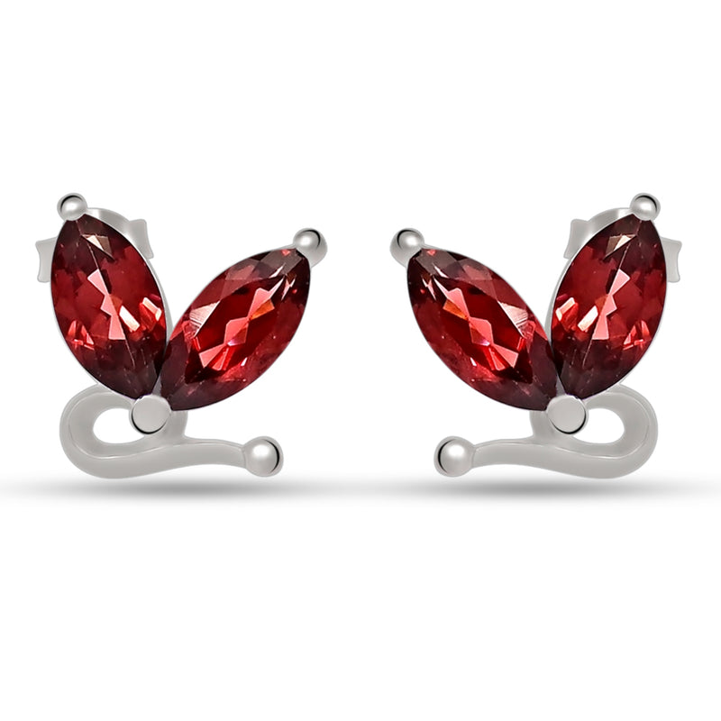 10*5 MM Marquise - Garnet Faceted Silver Earrings - ER2114G Catalogue