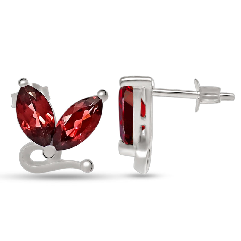 10*5 MM Marquise - Garnet Faceted Silver Earrings - ER2114G Catalogue