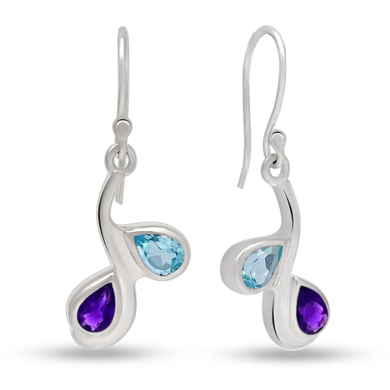 6*4 MM Pear - Amethyst With Blue Topaz Silver Earrings - ER2115AWBT Catalogue