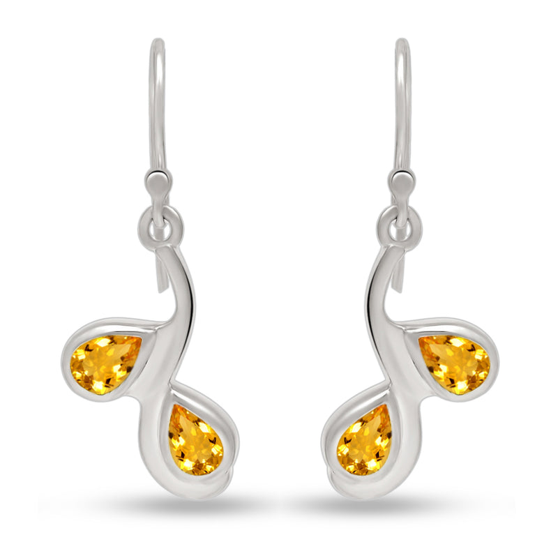 6*4 MM Pear - Citrine Silver Earrings - ER2115C Catalogue