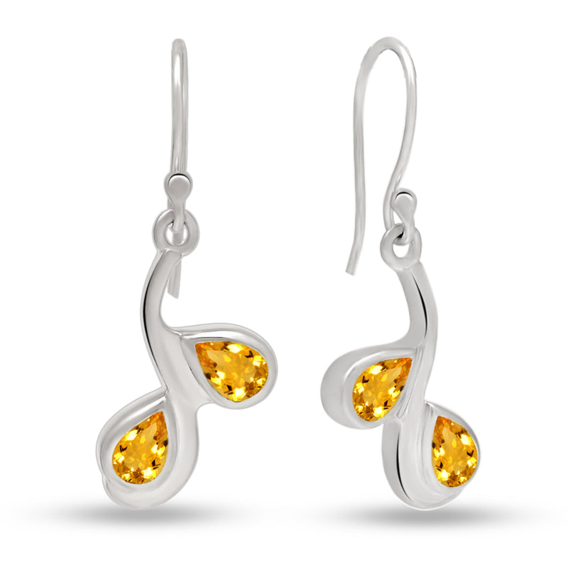 6*4 MM Pear - Citrine Silver Earrings - ER2115C Catalogue