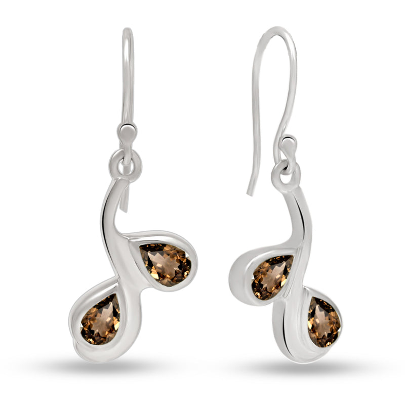 6*4 MM Pear - Smokey Quartz Silver Earrings - ER2115SQ Catalogue