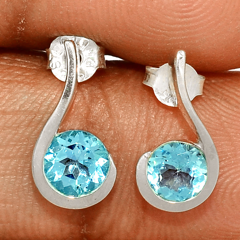 6*6 MM Round - Blue Topaz Silver Earrings - ER2117BT Catalogue