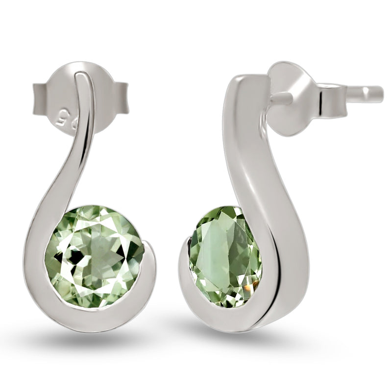 6*6 MM Round - Green Amethyst Silver Earrings - ER2117GA Catalogue