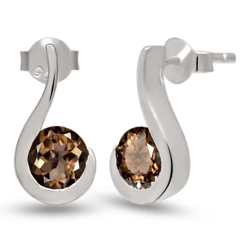 6*6 MM Round - Smokey Quartz Silver Earrings - ER2117SQ Catalogue