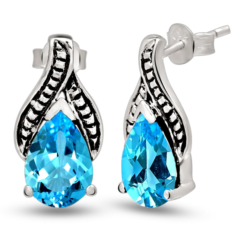 7*10 MM Pear - Blue Topaz Silver Earrings - ER2119BT Catalogue