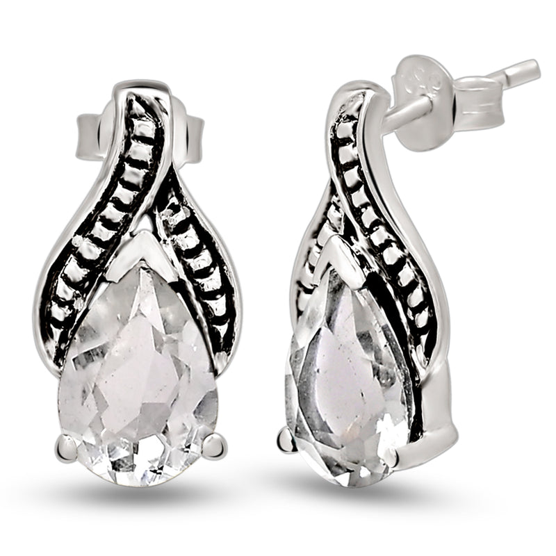 7*10 MM Pear - Crystal Silver Earrings - ER2119CRY Catalogue